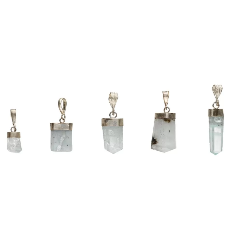 Aquamarijn punt hanger in 925 sterling zilver – rust & helderheid