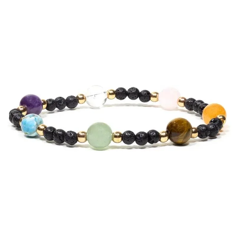 armband Lavasteen met 7 edelstenen