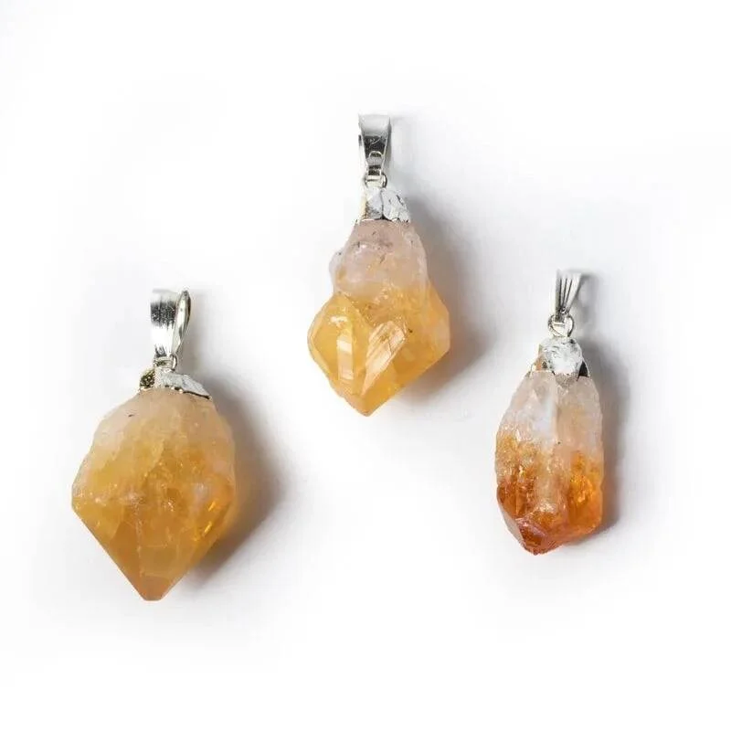 Citrien hanger ruw (gebrande amethist) – 2,5 tot 4 cm – Inclusief ketting