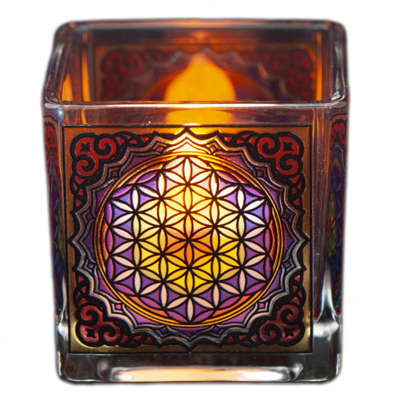Theelichtglas - Levensbloem.