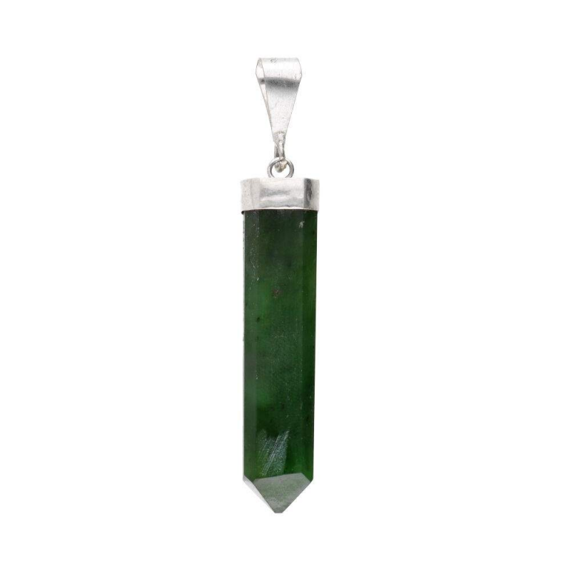Nefriet Jade Gepolijste Punt Hanger in Sterling Zilver 925