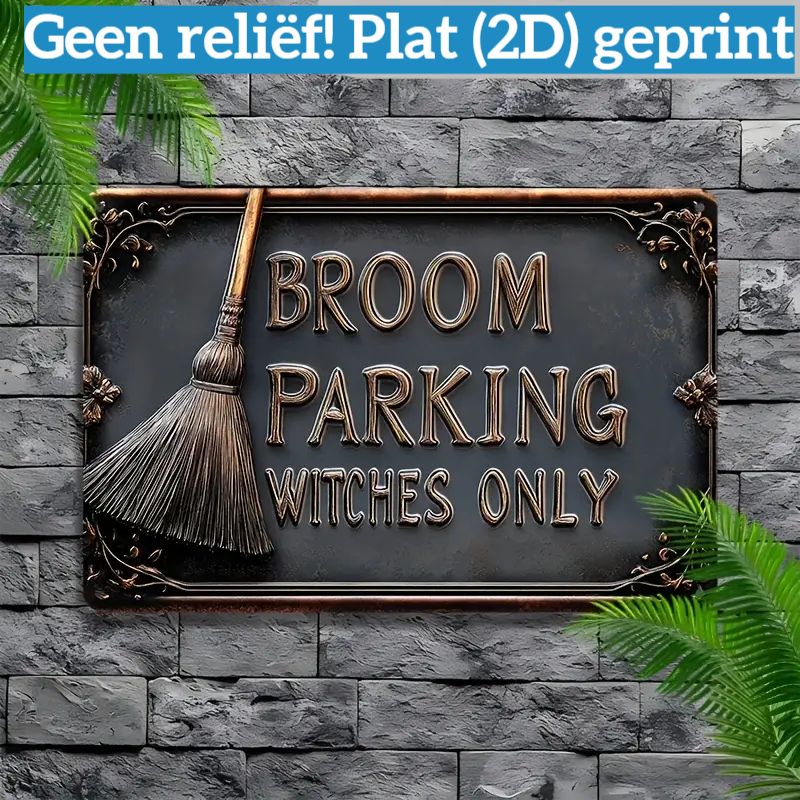 Vintage Broom Parking Only – Houten Bord 30x20 cm