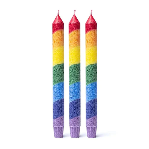 Regenboog dinerkaars van stearine - 21 cm | Atelier Mystique
