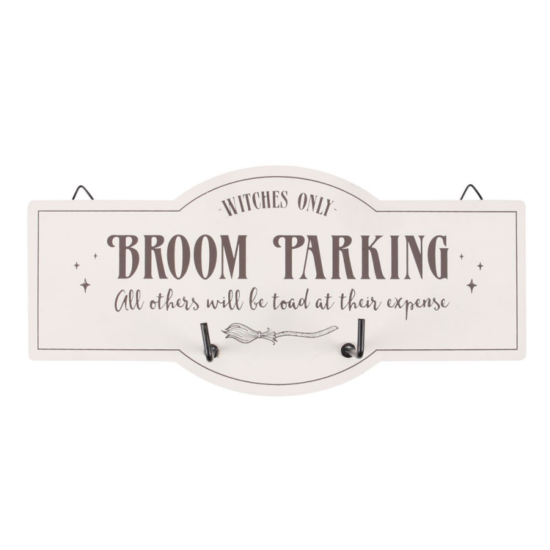 Broom Parking Wandhaak Bord – Heksen Decor – Broomsticks Collectie