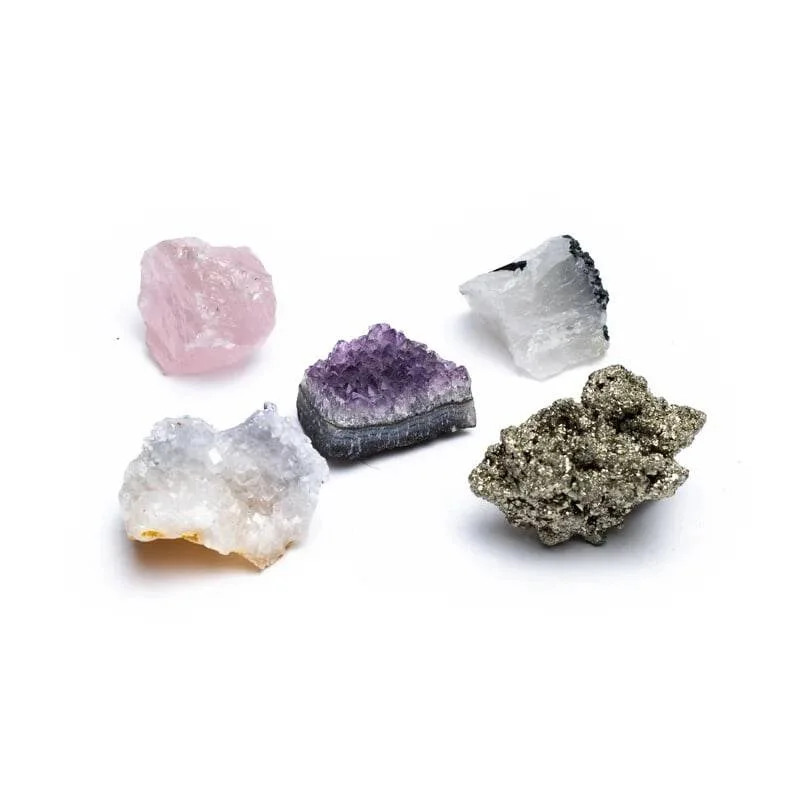 Geschenkset 5 Ruwe Mineralen - Edelstenen Box voor Balans, Liefde & Succes