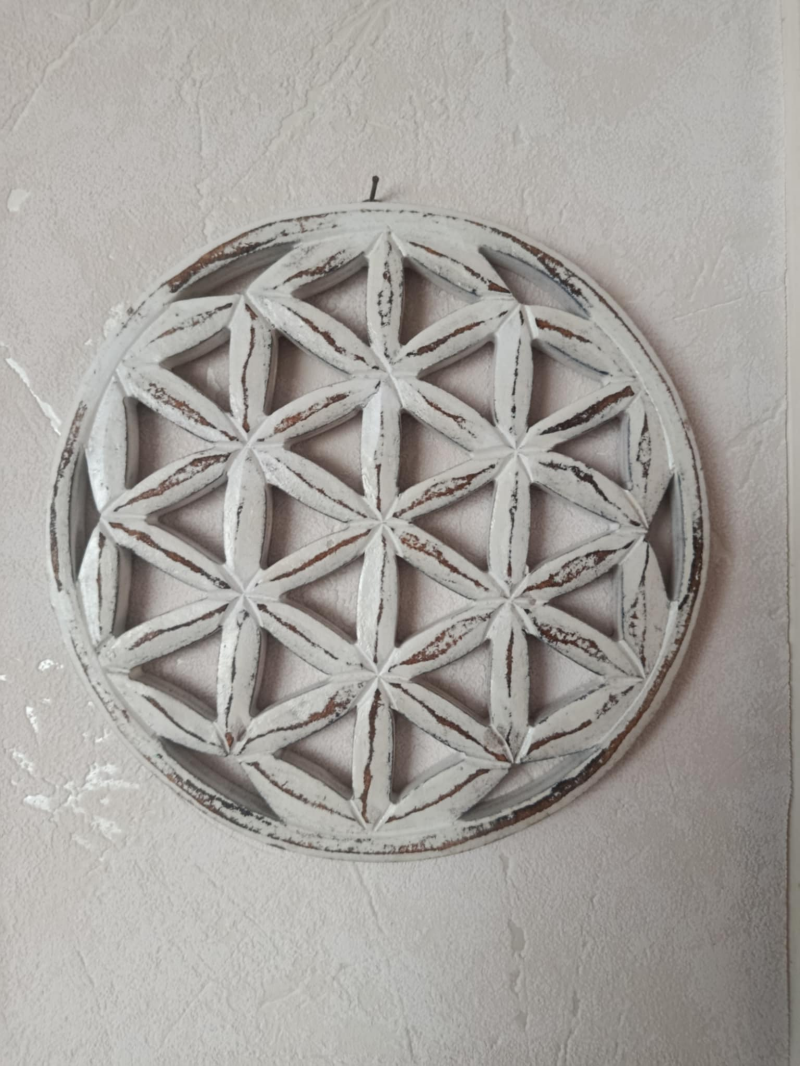 Houten Wandhanger Flower of Life | Whitewash Levensbloem