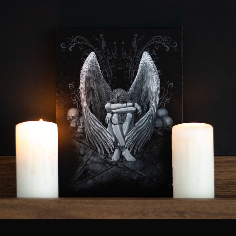 Enslaved Angel Canvas Plaque – Gothic Wanddecoratie 19x25cm