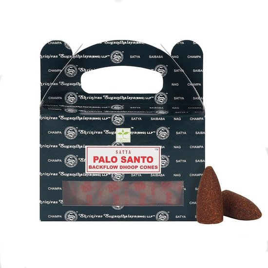 Satya Palo Santo Backflow Kegels – 24 Terugstroom Wierookkegels (Heilig Hout)