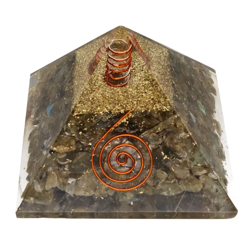 Labradoriet piramide in hars met spiraal – bescherming & intuïtie