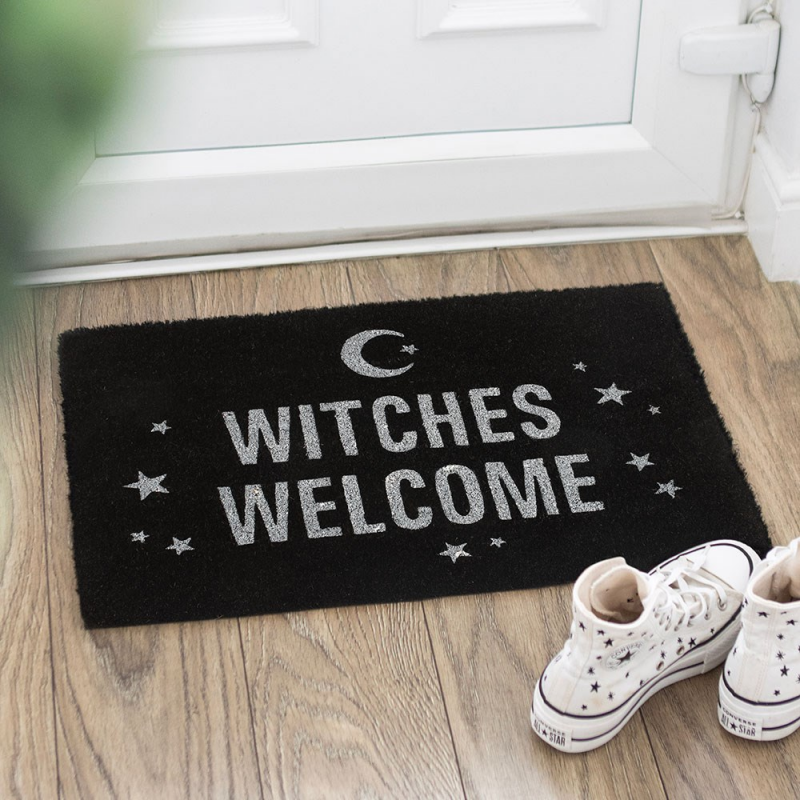 Zwarte ‘Witches Welcome’ Deurmat – Gothic Woondecoratie