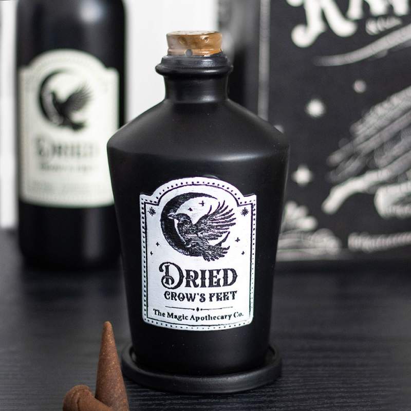 Dried Crow's Feet Kegelhout Houder – Gotische Wierookhouder in Flessenstijl