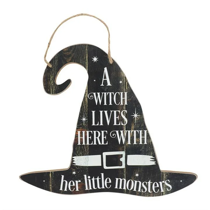 A Witch Lives Here MDF Hangbord – Heksen Decoratie