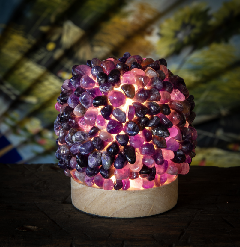Kristallen Lamp met Amethist Ø 9,5 cm – Spiritueel Licht & Kruinchakra