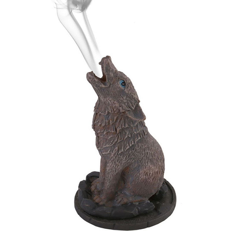 Wolf Incense Cone Holder – Mystieke Rook uit de Mond van een Wolf