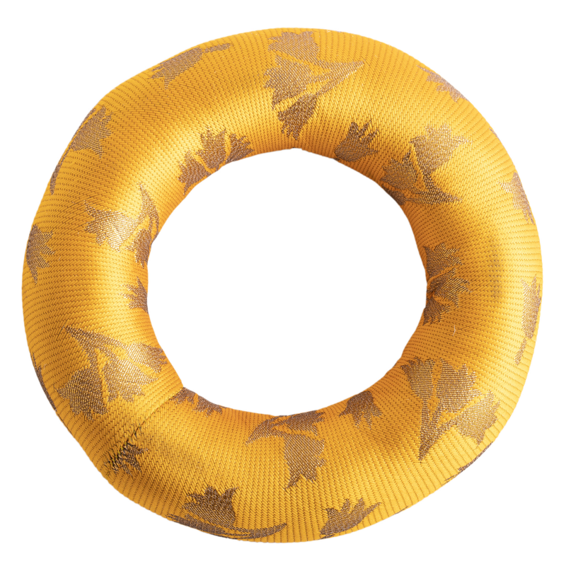 Klankschaal kussen Donut 16 cm – Geel, Traditioneel Nepalese Stijl