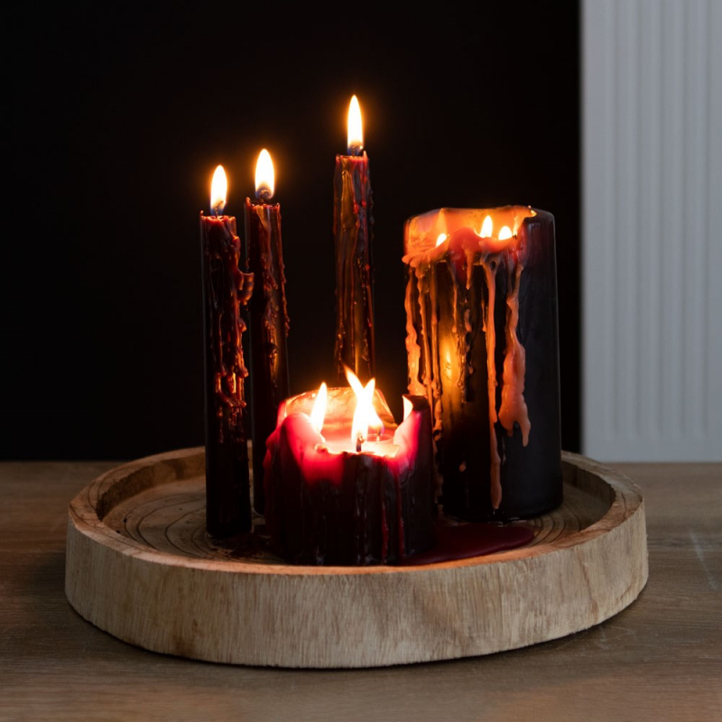 Pack of 4 Vampire Tears Candles – Mystieke Zwarte en Rode Kaarsen